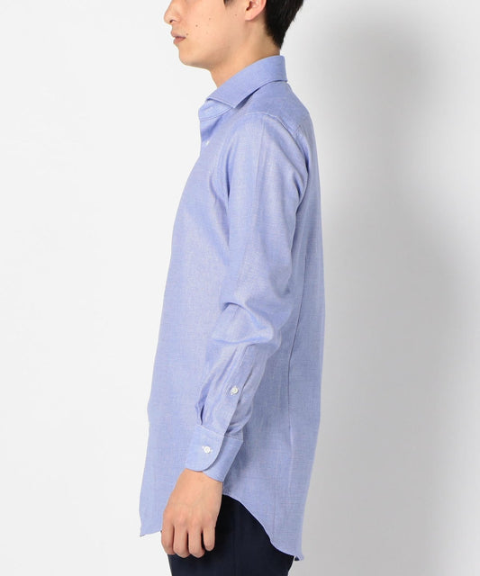 SD: 【MONTI社製生地】カラミ ストライプ ホリゾンタルカラー シャツ(ブルー)