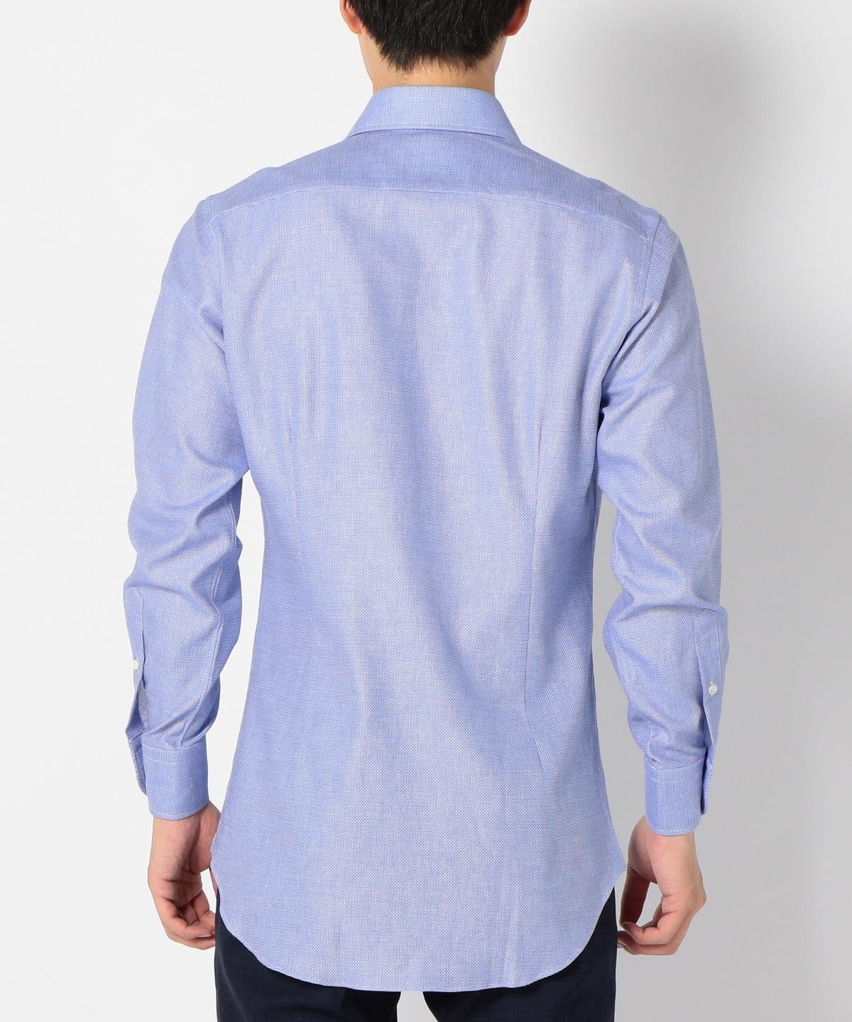 SD: 【MONTI社製生地】カラミ ストライプ ホリゾンタルカラー シャツ(ブルー)