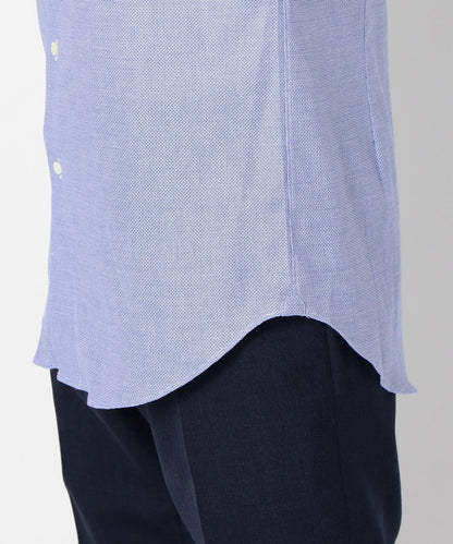 SD: 【MONTI社製生地】カラミ ストライプ ホリゾンタルカラー シャツ(ブルー)