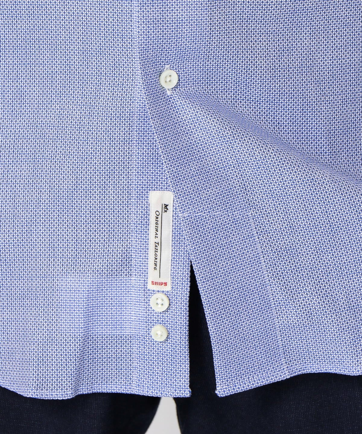 SD: 【MONTI社製生地】カラミ ストライプ ホリゾンタルカラー シャツ(ブルー)