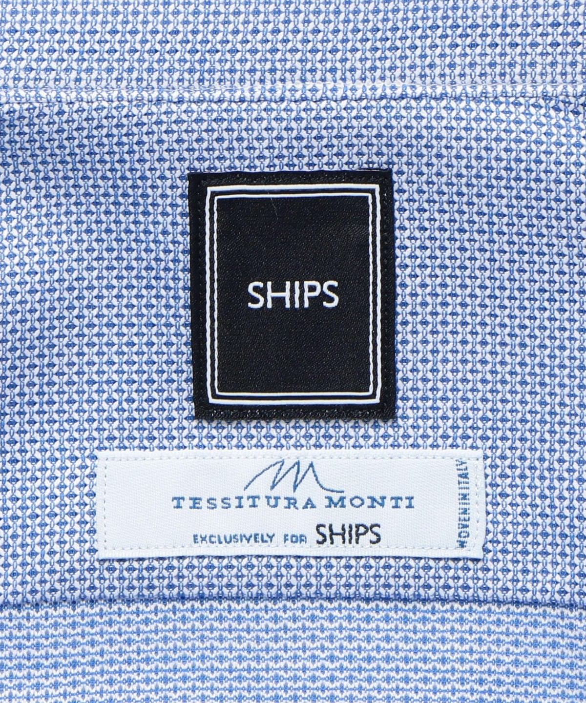 SD: 【MONTI社製生地】カラミ ストライプ ホリゾンタルカラー シャツ(ブルー)