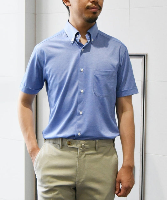 SHIPS:COOLMAX(R)ジャージー ボタンダウン 半袖シャツ