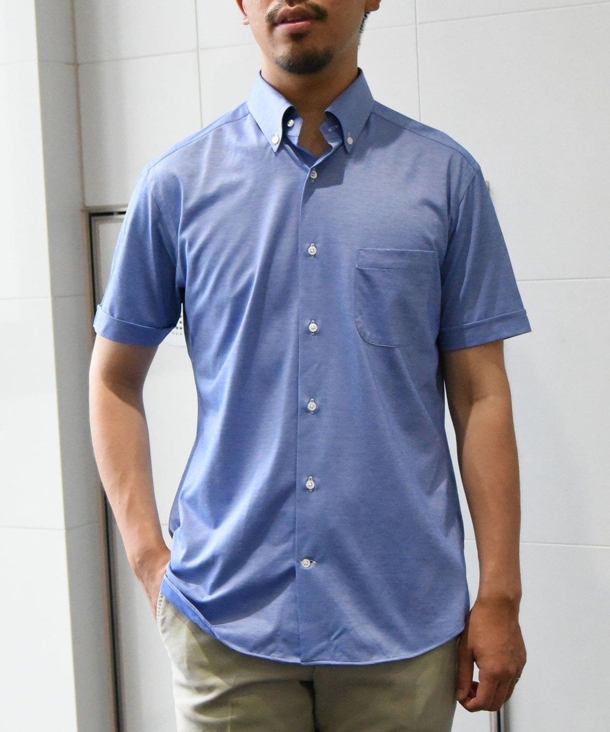 SHIPS:COOLMAX(R)ジャージー ボタンダウン 半袖シャツ