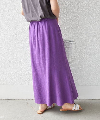 〈手洗い可能〉リネン レーヨン サイド リボン マーメイド スカート