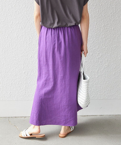 〈手洗い可能〉リネン レーヨン サイド リボン マーメイド スカート