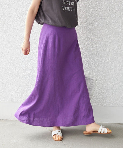 〈手洗い可能〉リネン レーヨン サイド リボン マーメイド スカート