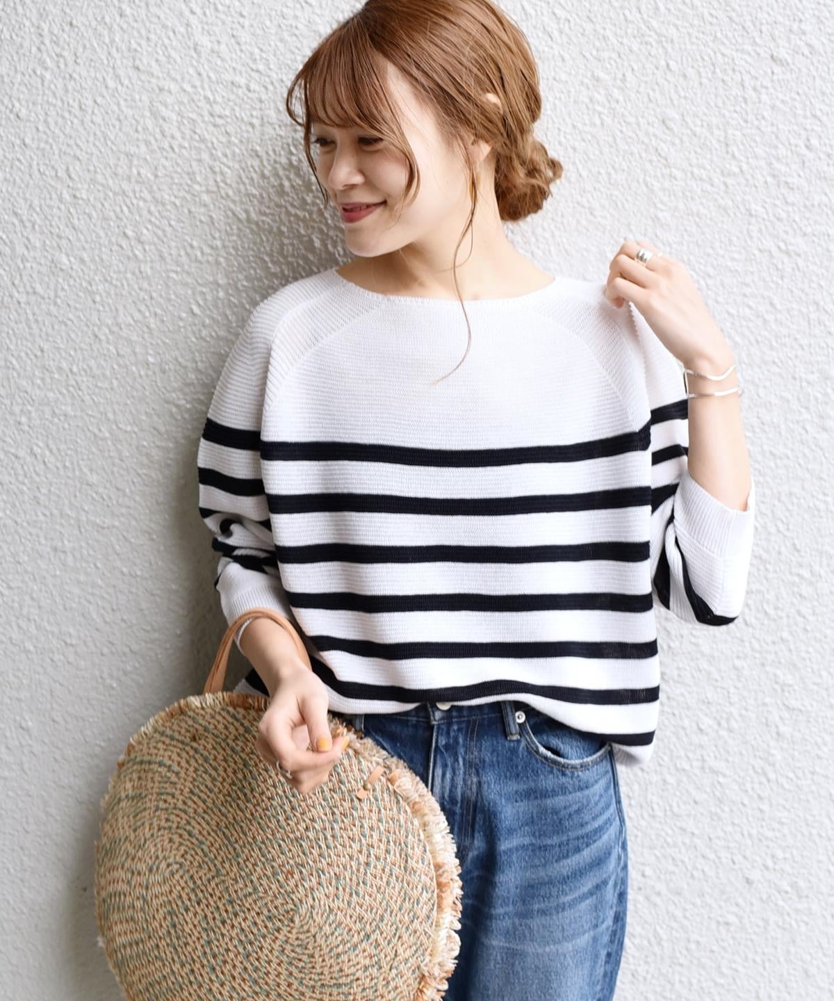 【手洗い可能】リネンポリエステルニットプルオーバー