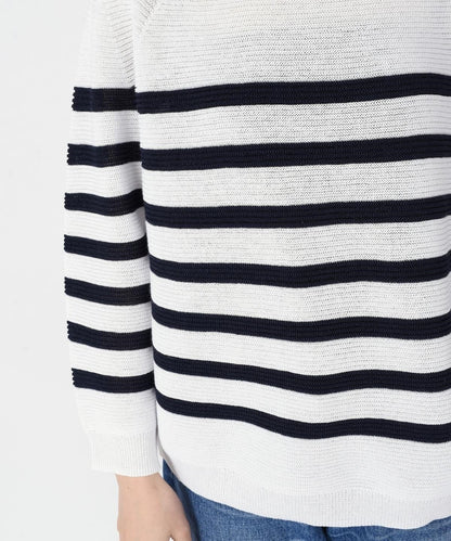 【手洗い可能】リネンポリエステルニットプルオーバー