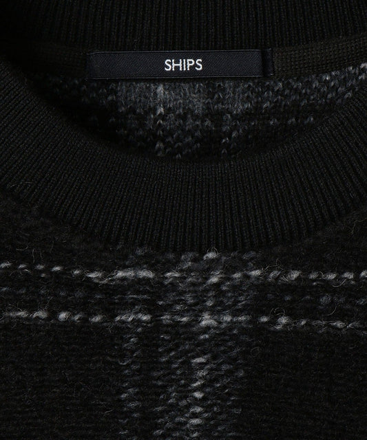 SHIPS: チェック フリース クルーネック プルオーバー
