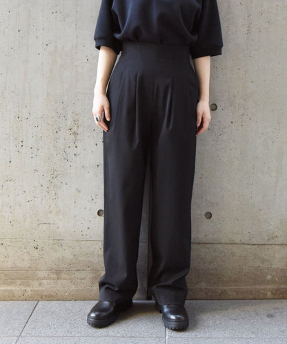 Wai+:2タックプリーツハイウエストスラックス