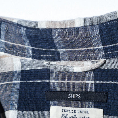 SHIPS: Shuttle notes コットン/リネン レギュラーカラー シャツ