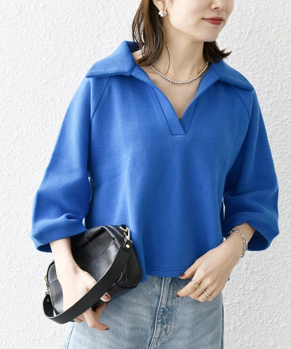 SHIPS any:〈手洗い可能〉サカリバ スキッパー ポロ プルオーバー