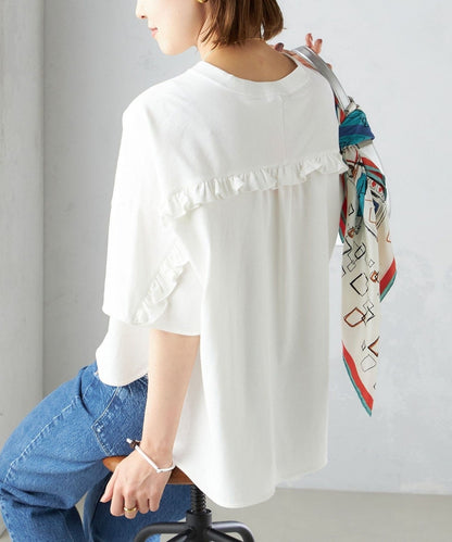 〈洗濯機可能〉バック フリル 半袖 Tシャツ