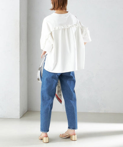 〈洗濯機可能〉バック フリル 半袖 Tシャツ