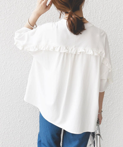 〈洗濯機可能〉バック フリル 半袖 Tシャツ