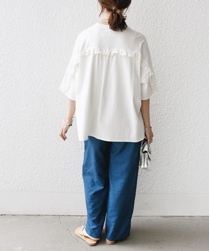 〈洗濯機可能〉バック フリル 半袖 Tシャツ