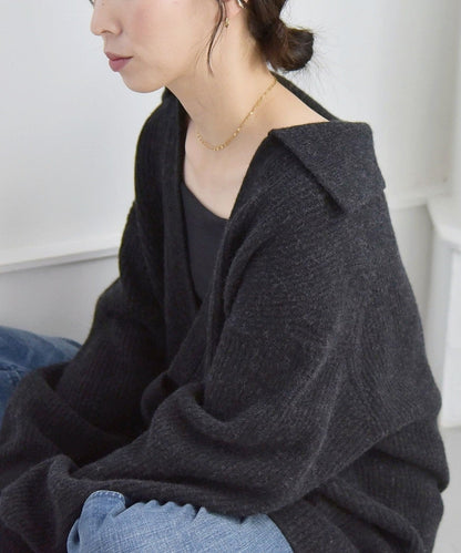 quaranciel: アクア カシミヤ ブレンド スキッパー ニット