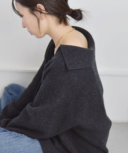 quaranciel: アクア カシミヤ ブレンド スキッパー ニット