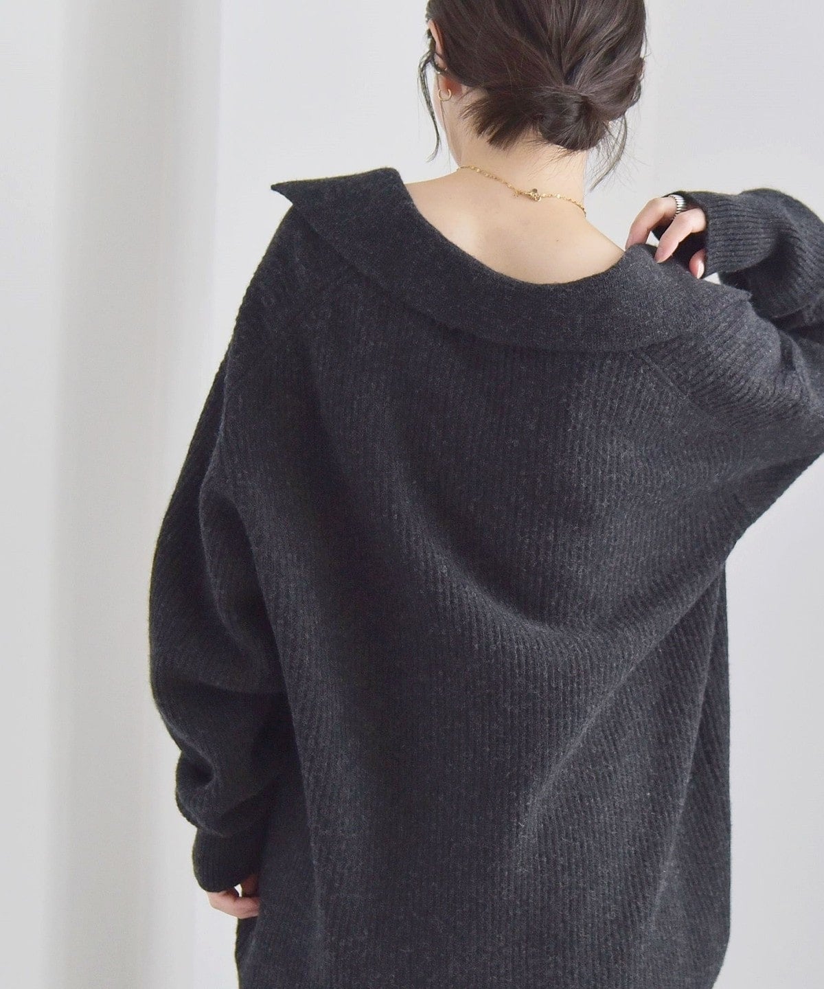 quaranciel: アクア カシミヤ ブレンド スキッパー ニット