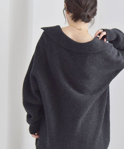 quaranciel: アクア カシミヤ ブレンド スキッパー ニット
