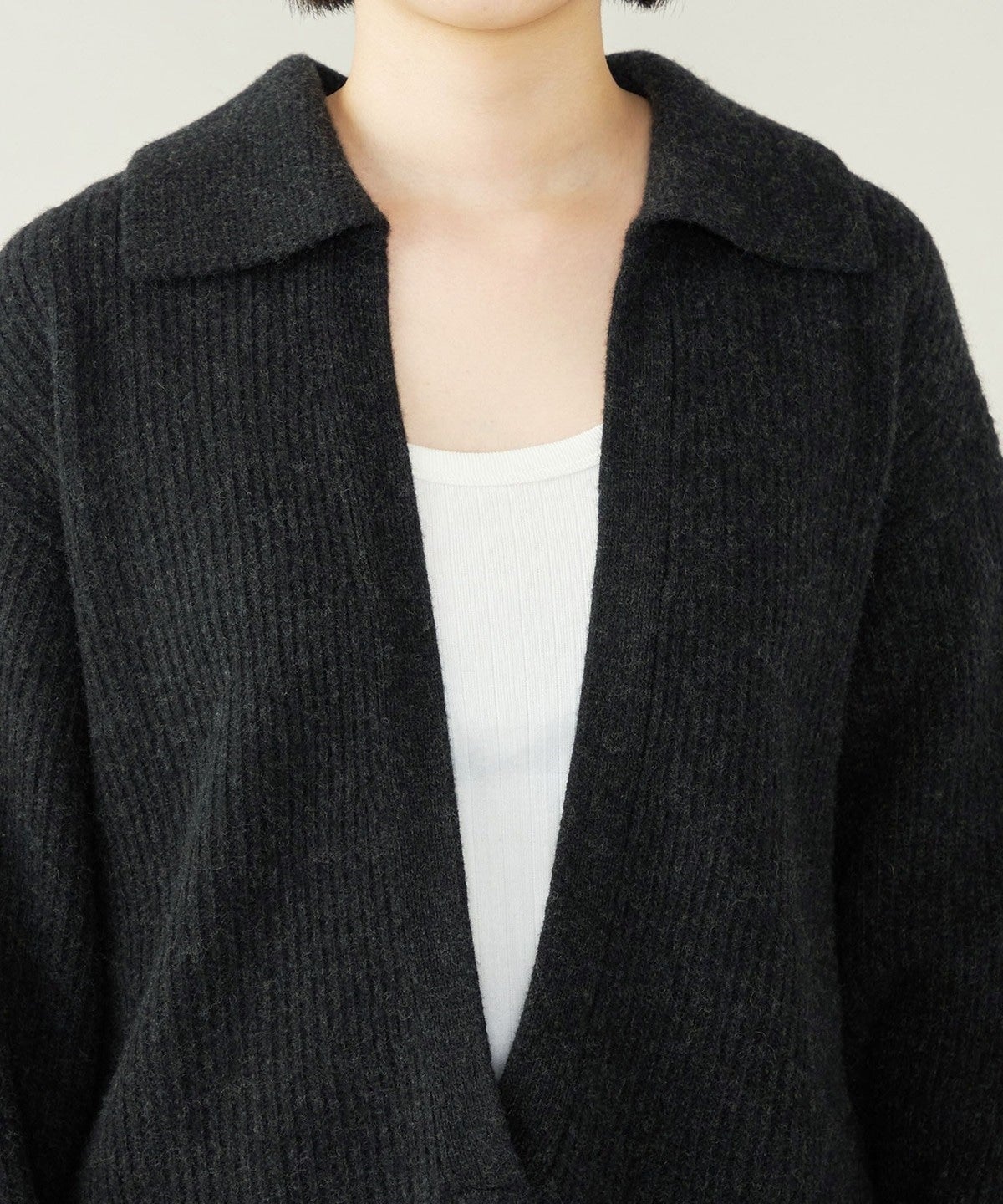 quaranciel: アクア カシミヤ ブレンド スキッパー ニット