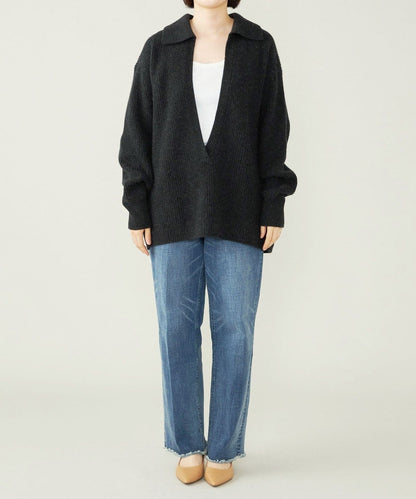 quaranciel: アクア カシミヤ ブレンド スキッパー ニット