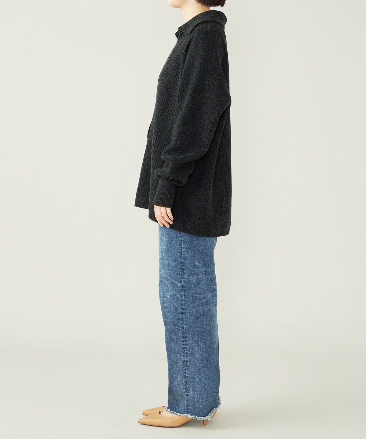 quaranciel: アクア カシミヤ ブレンド スキッパー ニット