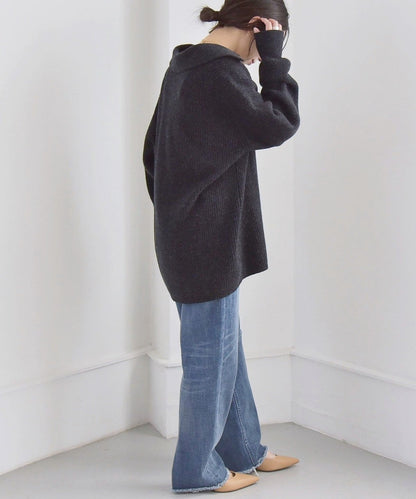 quaranciel: アクア カシミヤ ブレンド スキッパー ニット