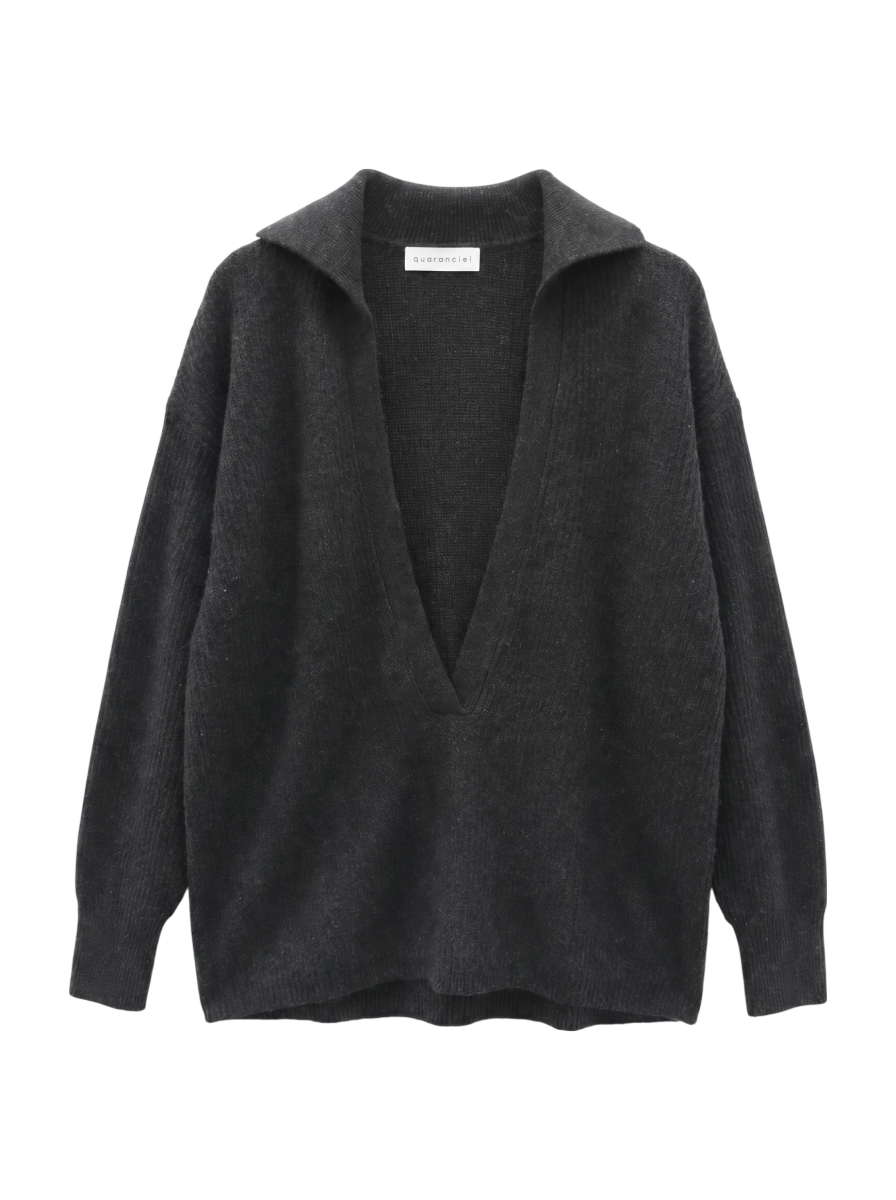 quaranciel: アクア カシミヤ ブレンド スキッパー ニット