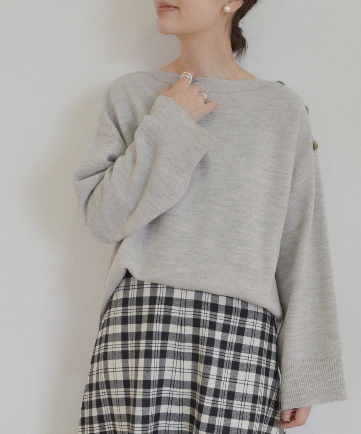 SHIPS Primary Navy Label:ボイルドウールボタンプルオーバー