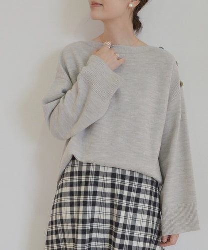SHIPS Primary Navy Label:ボイルドウールボタンプルオーバー