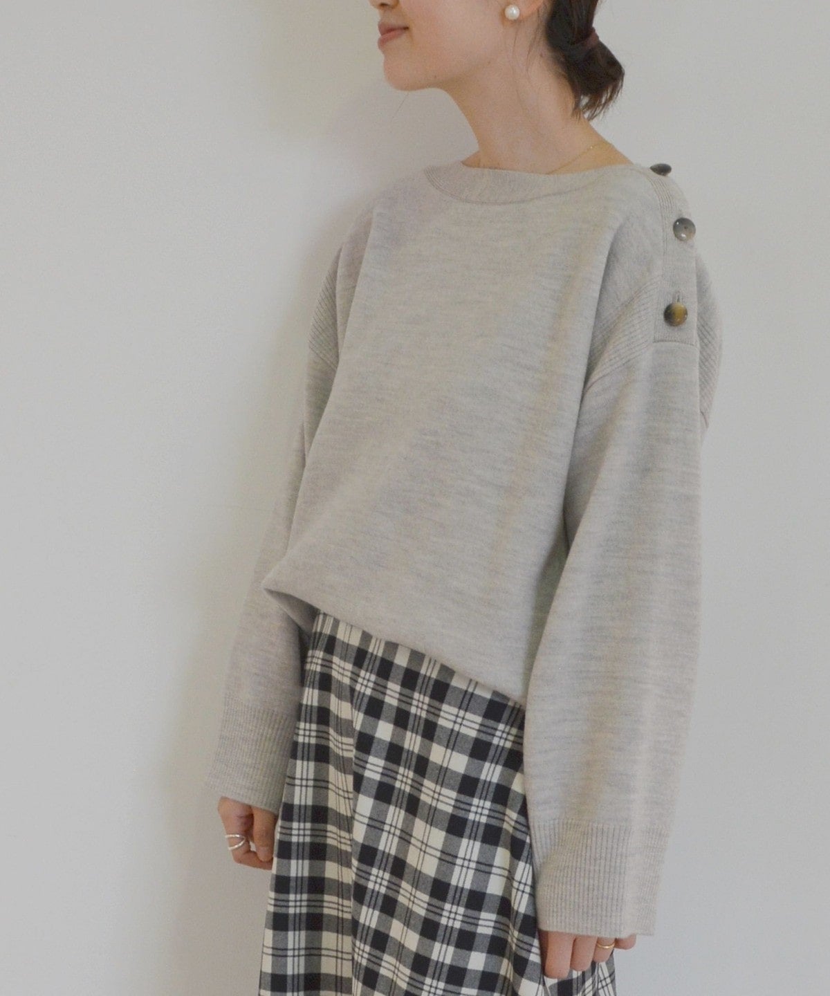 SHIPS Primary Navy Label:ボイルドウールボタンプルオーバー
