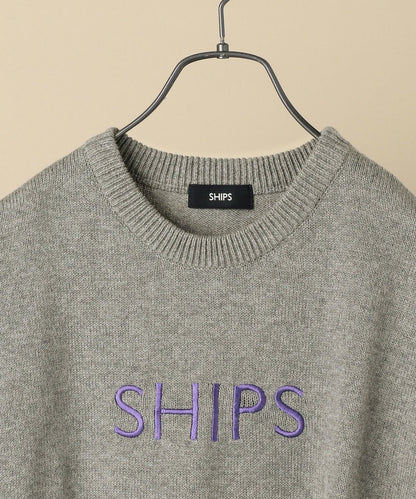 SU: SHIPS ロゴ エンブロイダリー コットン ニット