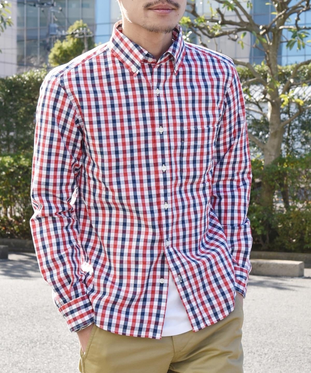 SHIPS: ドビー ギンガムチェック ボタンダウン シャツ