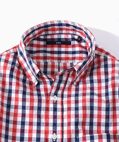 SHIPS: ドビー ギンガムチェック ボタンダウン シャツ