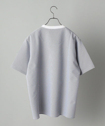 SHIPS: COOLMAX(R) シアサッカー ストライプ クルーネック Tシャツ