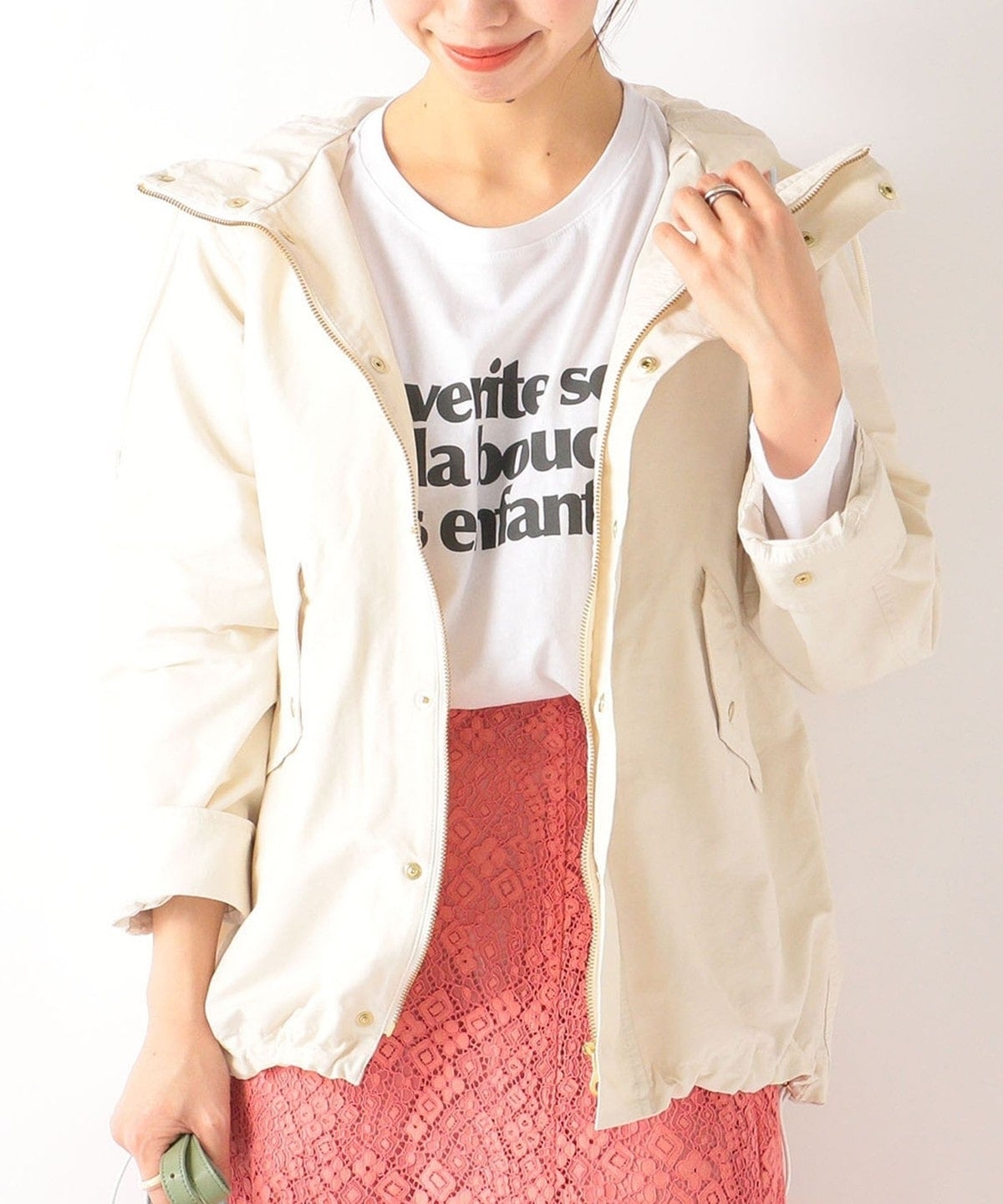 SHIPS any: フード ミディ ブルゾン