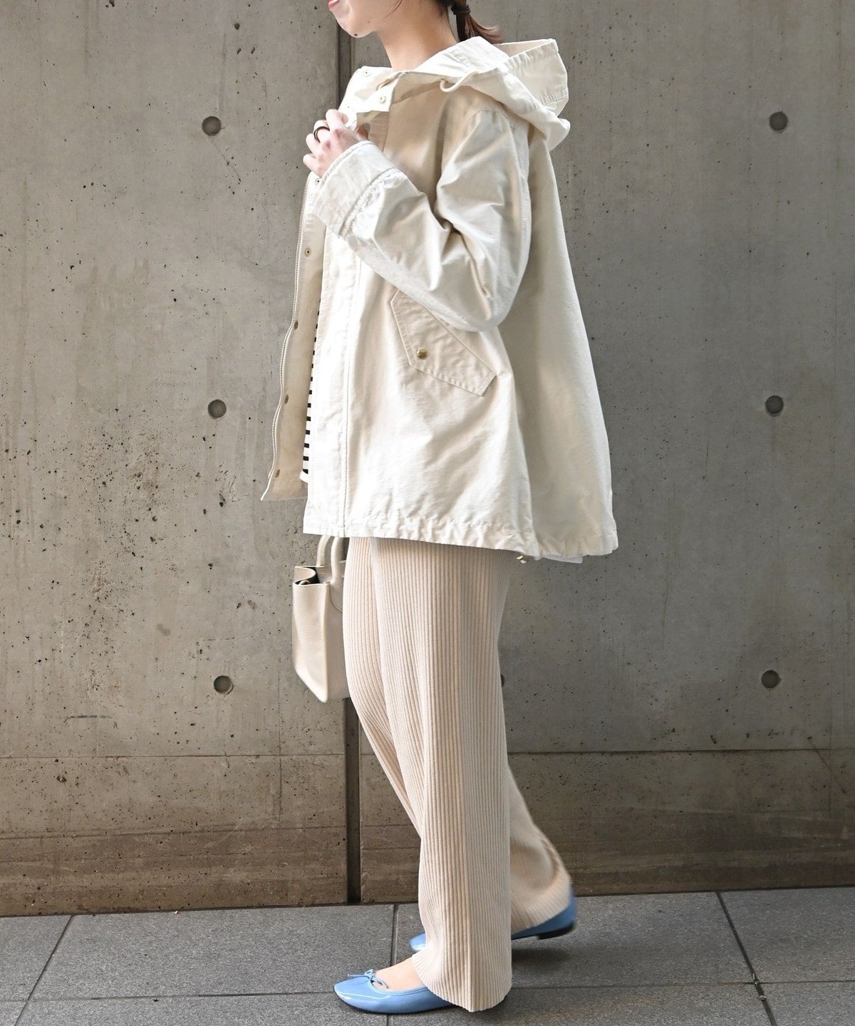 SHIPS any: フード ミディ ブルゾン