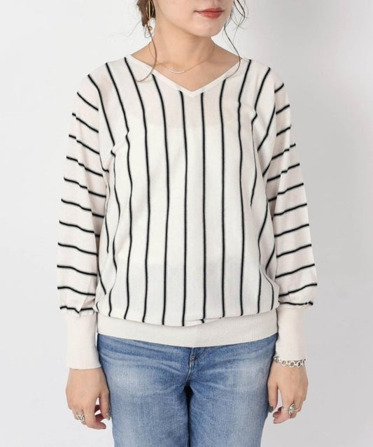 【手洗い可能】ウールシルクストライプドルマン