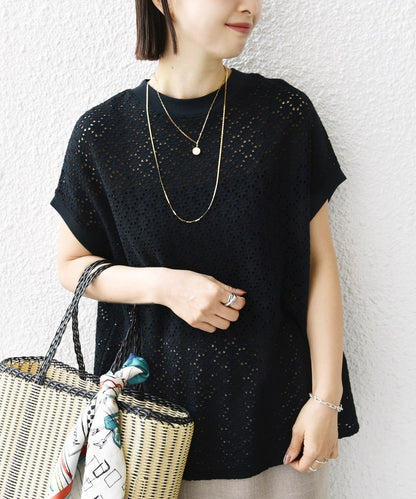 【WEB限定】〈手洗い可能〉アイレット クルーネック プルオーバー