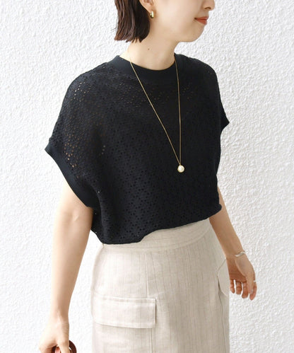 【WEB限定】〈手洗い可能〉アイレット クルーネック プルオーバー