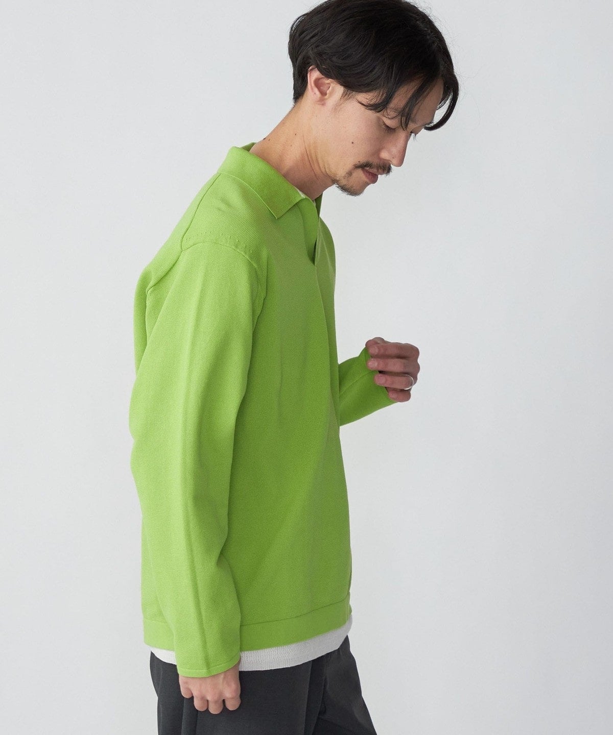 SHIPS:〈手洗い可能〉14ゲージ TEXBRID(R) ミラノリブ スキッパー ポロシャツ