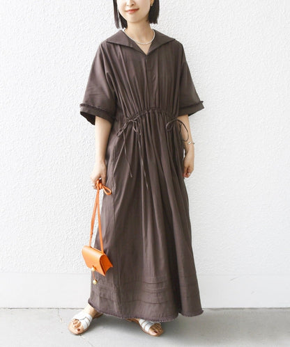 〈洗濯機可能〉 ドルマン フリンジ ドロスト ワンピース