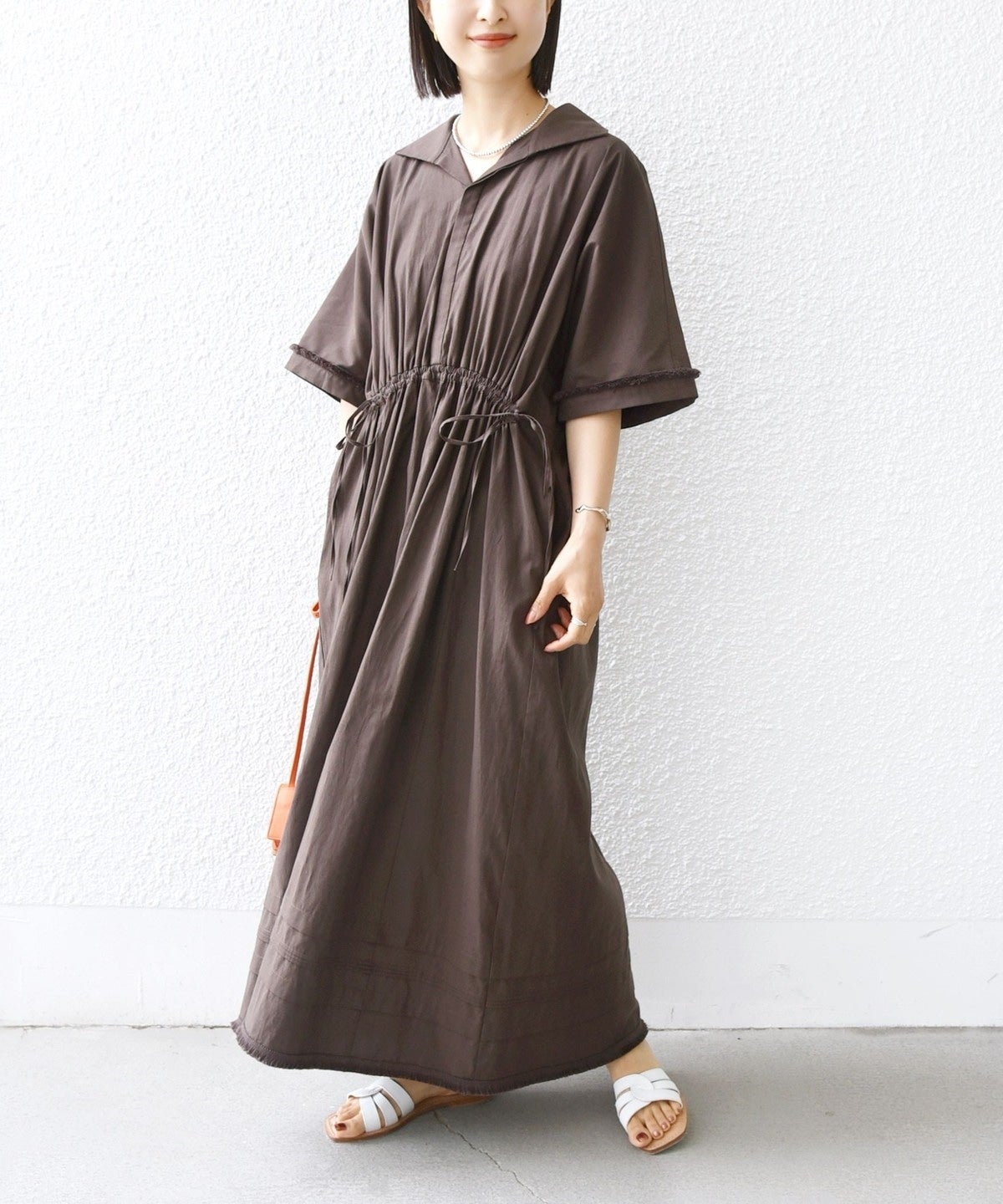 〈洗濯機可能〉 ドルマン フリンジ ドロスト ワンピース