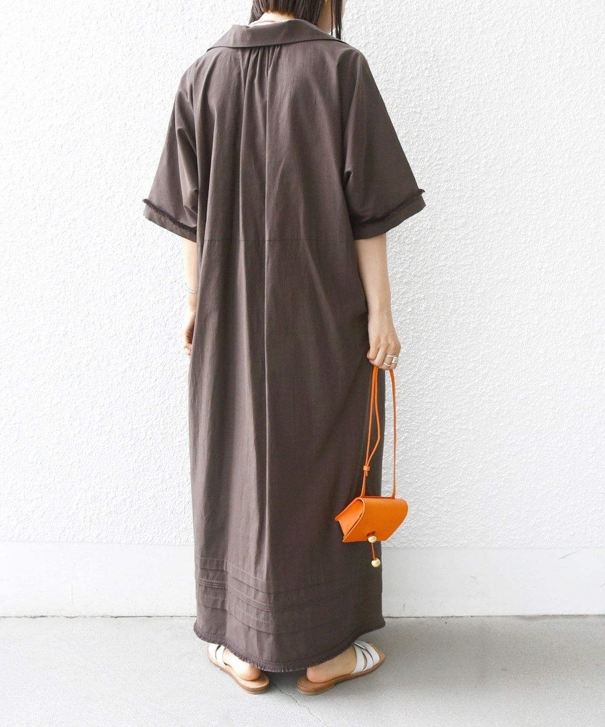 〈洗濯機可能〉 ドルマン フリンジ ドロスト ワンピース