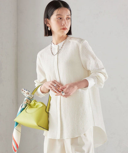 〈手洗い可能〉 ジャカード バンドカラー ブラウス 24SS