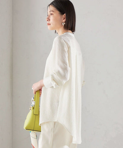 〈手洗い可能〉 ジャカード バンドカラー ブラウス 24SS