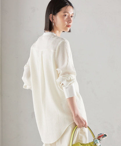 〈手洗い可能〉 ジャカード バンドカラー ブラウス 24SS