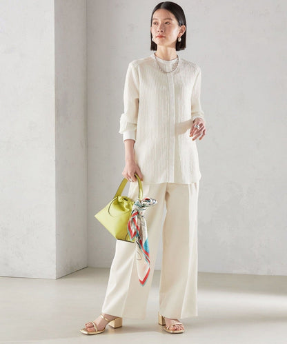 〈手洗い可能〉 ジャカード バンドカラー ブラウス 24SS