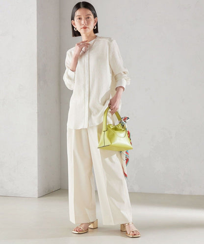 〈手洗い可能〉 ジャカード バンドカラー ブラウス 24SS